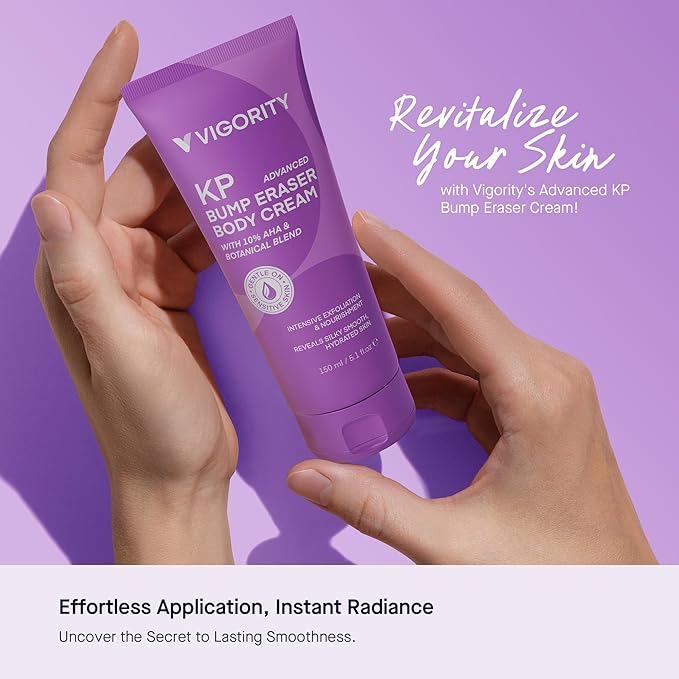Vigority Keratosis Pilaris Treatment Cream with Lactic Acid – KP Body Bump Exfoliating Moisturizer for Rough, Bumpy, Dry & Flakey Skin, Strawberry Legs – 5.1 Oz-GlimoraGlow