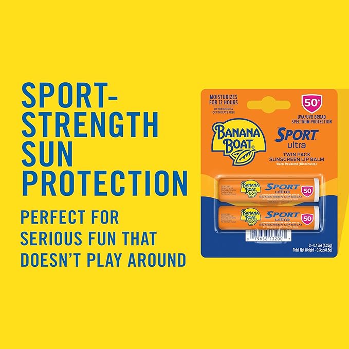 Banana Boat Sport Ultra SPF 50 Lip Sunscreen Twin Pack | SPF Lip Balm Pack & Sport Ultra, Reef Friendly, Broad Spectrum Sunscreen Stick, SPF 50, 1.5oz.-GlimoraGlow