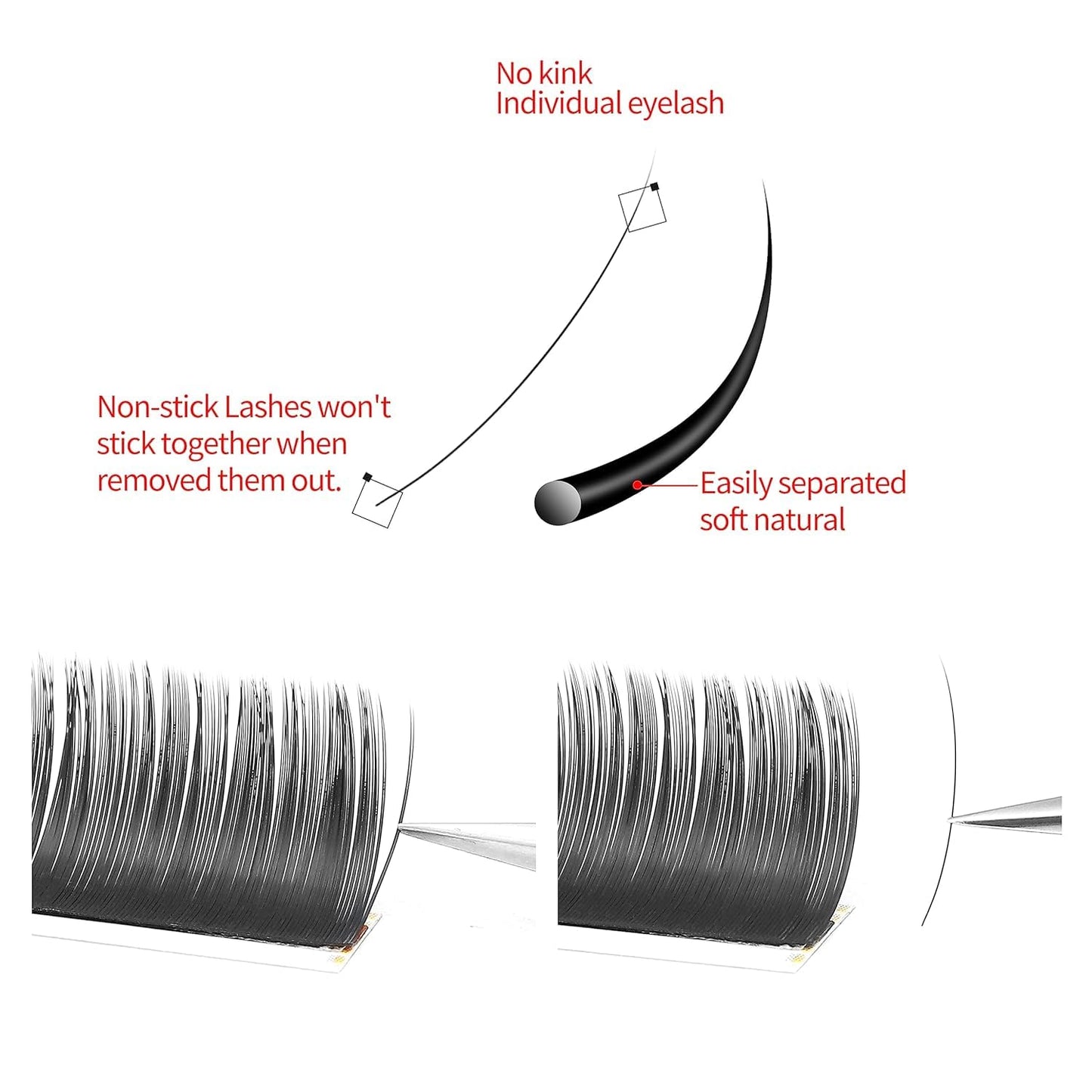 Lash Extensions Supplies Eyelash Extensions 0.05/0.07/0.15mm Thickness Classic Lashes C/D Curl 12mm individual lashes Matte Black Volume Lashes Soft Professional Use(0.05-D,12mm)-GlimoraGlow