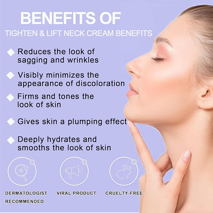 Neck Firming Cream, Neck Tightening Cream, Tighten and Lift Neck Cream, Neck Creams for Tightening and Firming Sagging Skin, Help Reduce Fine Lines & Wrinkles-GlimoraGlow