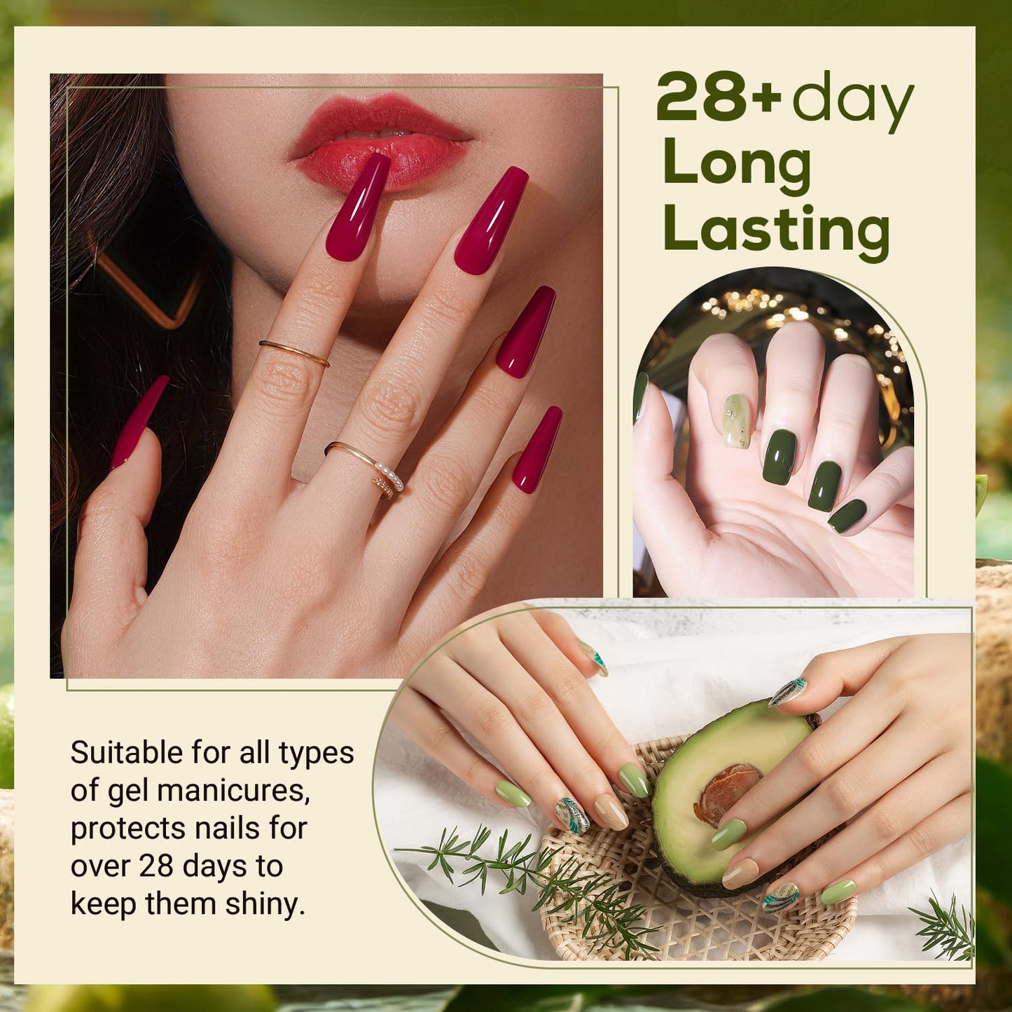 JEWHITENY 2 Bottles 10ML Gel Top Coat and Base Coat Set Gel Polish Long Lasting Glossy Shine Effect DIY Nail Art Design Need U V Lamp Curing-GlimoraGlow