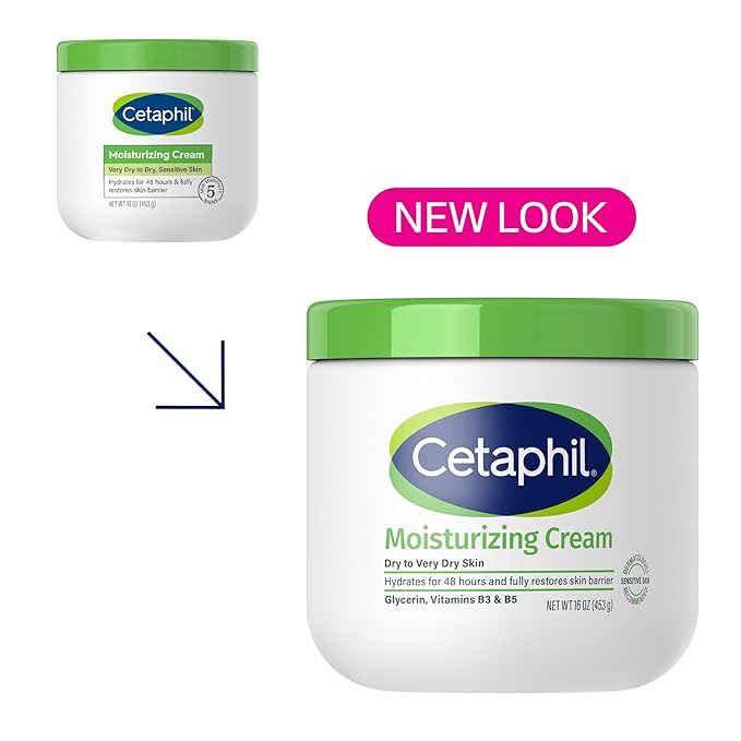 Cetaphil Face & Body Moisturizer, Hydrating Moisturizing Cream for Dry to Very Dry, Sensitive Skin, NEW 16 oz, Fragrance Free, Non-Comedogenic, Non-Greasy-GlimoraGlow