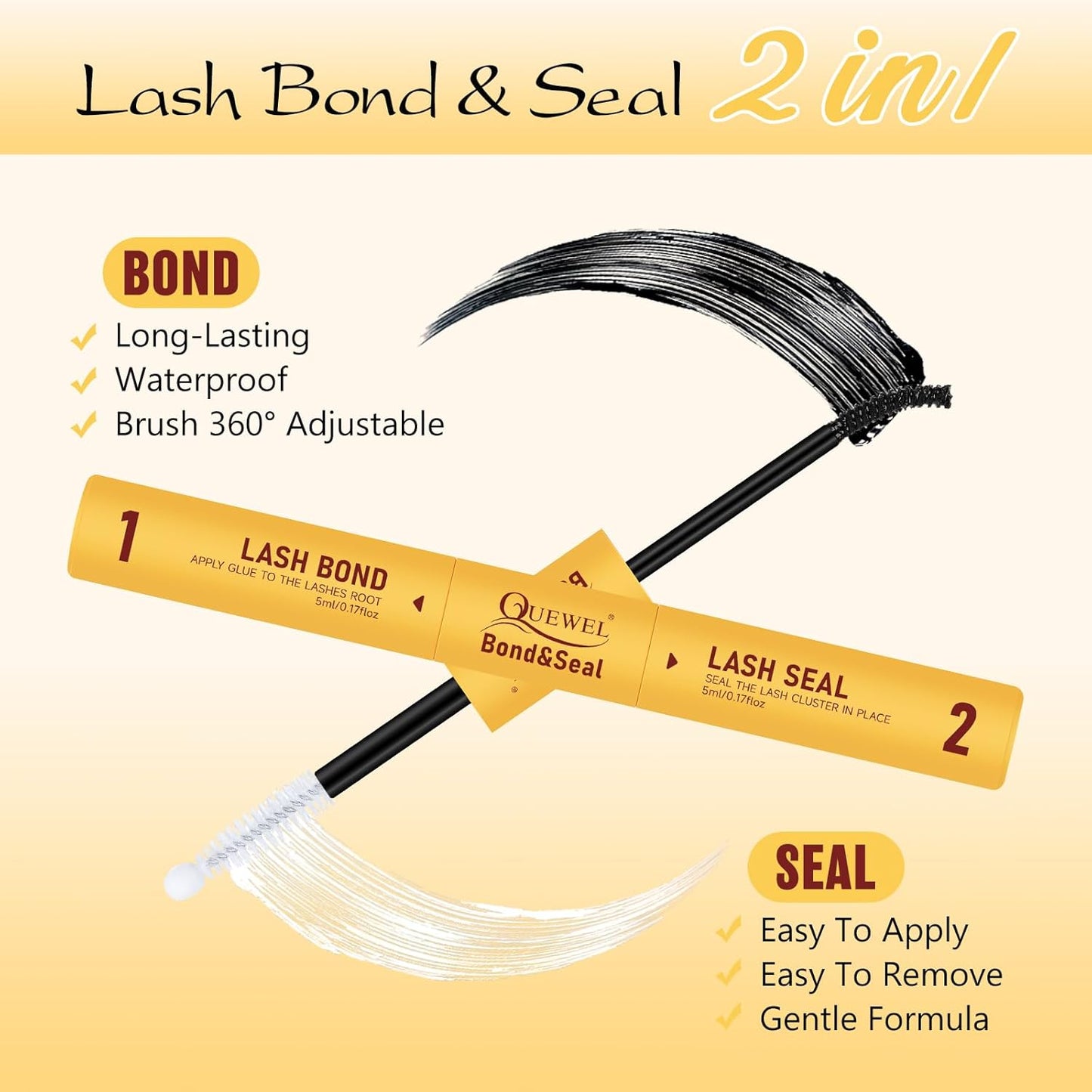 QUEWEL Lash Clusters Kit, Lashes Clusters Bond and Seal Waterproof, Eyelash Clusters Applicator Tool with Cluster Lashes Glue Remover for Natural Look DIY At Home(ZS-H01-kit)-GlimoraGlow