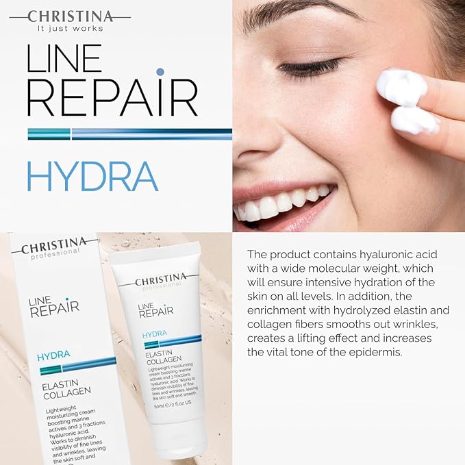 Christina Line Repair Elastin Collagen Cream for Face with Hyaluronic Acid | Face Repair Cream Nourishes and Replenishes the Skin 60ml / 2 fl.oz-GlimoraGlow