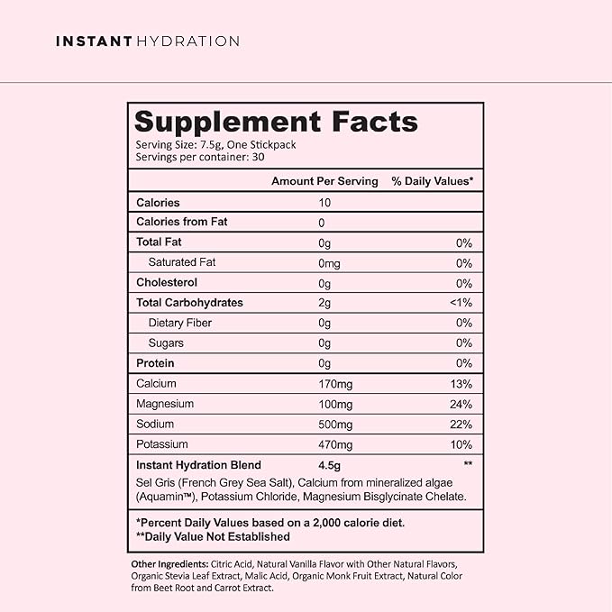Instant Hydration Electrolytes Powder Packets - Cotton Candy Drink Mix - Zero Sugar - Keto, Vegan, Gluten-Free, Non-GMO - Boost Recovery, Brain Health, Muscle & Tissue Support- 30 Sticks-GlimoraGlow