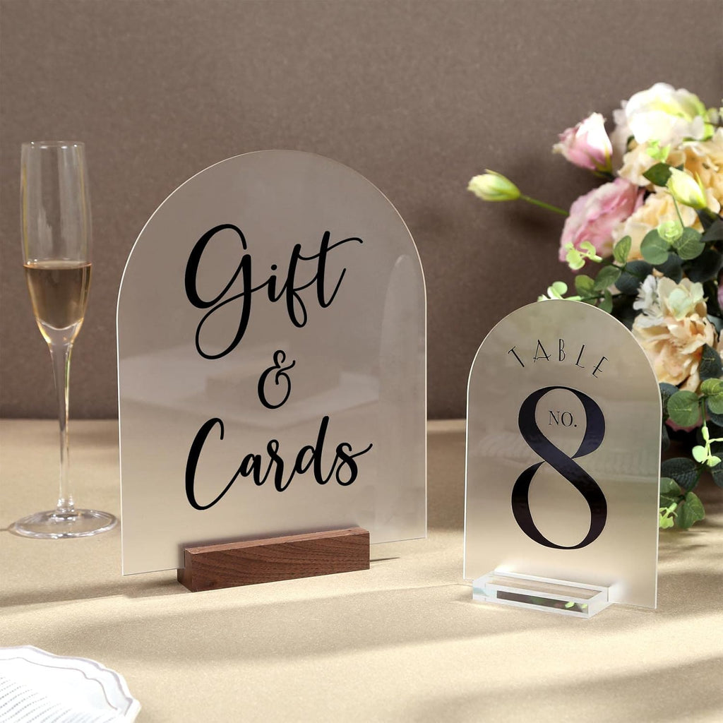 UNIQOOO 20 Pcs Acrylic 5x7 Frosted Arch Table Sign for Wedding, 1/8 In Thick, DIY Blank Arch Sign Sheet Perfect for Decoration, Party,Anniversary, Event, Base NOT Included