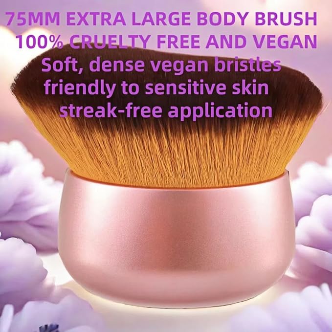 Blend & Blur 75mm Body Kabuki Brush - For Self Tanner, Body Bronzer & Foundation | Face/Back Multitool | Wet/Dry Use (Rose Gold)-GlimoraGlow