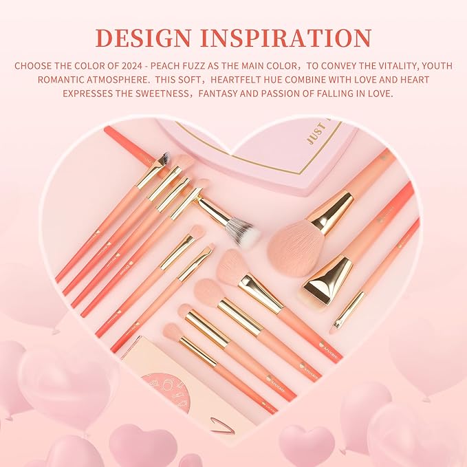 DUcare Makeup Brushes Set 14Pcs Love Struck Makeup Brush Set Premium Synthetic Kabuki Foundation Blending Face Powder Blush Concealers Eye Shadows Brushes-GlimoraGlow