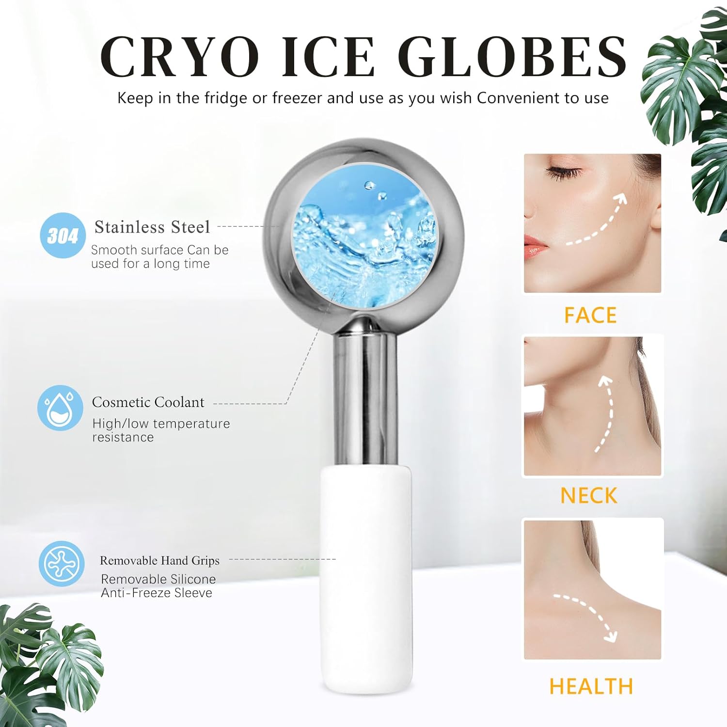 Ice Globes for Face, Unbreakable Stainless Steel Ice Globes for Facials for Puffiness, Wrinkles,Ice Balls for Face Neck & Eyes Skin Care-GlimoraGlow
