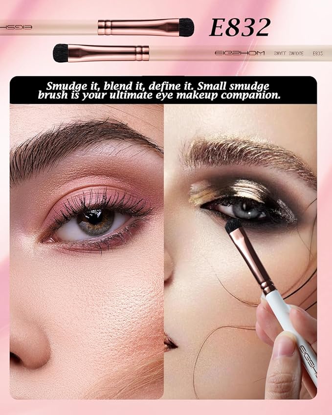 Small Smudge Brush, Professional Eyeshadow Brush for Smudging, Blending, Filling in, Premium Synthetic Bristles Tapered Eye Makeup Brush - Ivory-GlimoraGlow