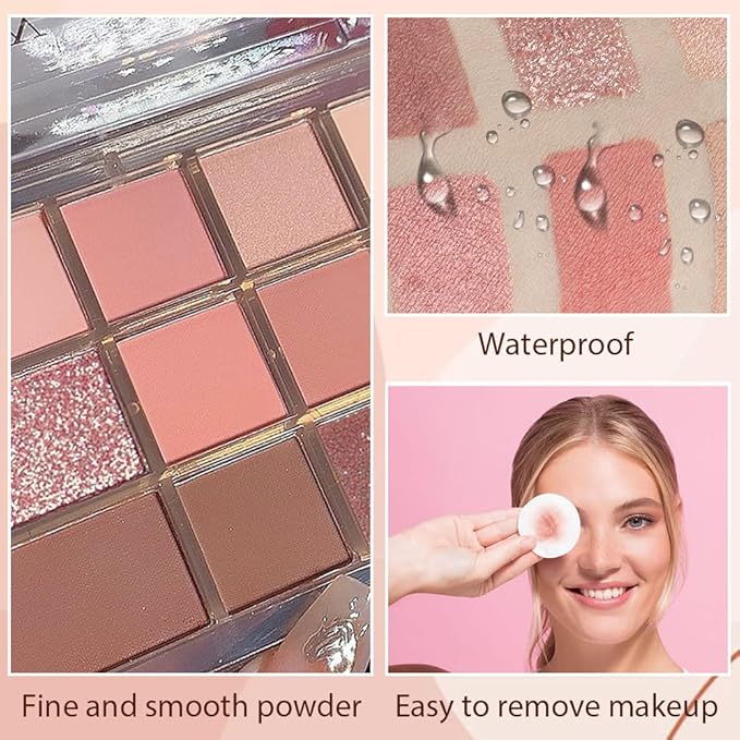 12 Girds Colorful Matte Shimmer Eyeshadow Palette for Eye Makeup,High Pigmented Eye Shadow Primers Powder Palet de sombras de ojos 12-B-GlimoraGlow