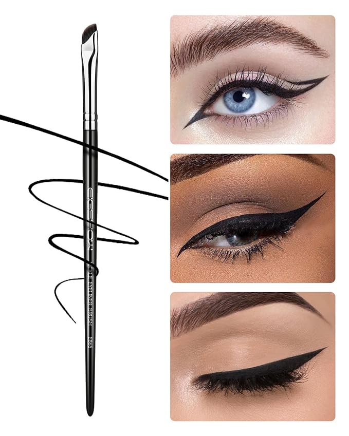 Eyeliner Brush, EIGSHOW Sickle Angled Gel Eyeliner Makeup Brush for Precise Eye Liner, Eyebrow, Eyelid with Ultra Thin Curved Vegan Bristles (E865)-GlimoraGlow
