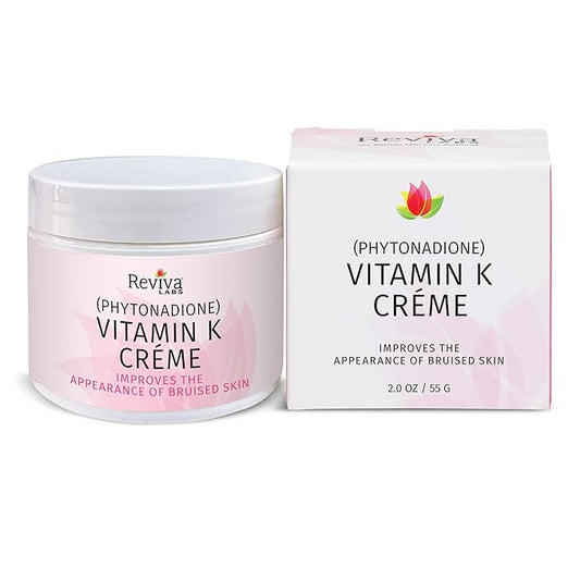 Reviva Labs Vitamin K Crème for Bruising, Under-Eye Dark Circles, and Wrinkles with Soybean Oil and Natural Fruit Extracts - 2 Oz, for Skin and Face-GlimoraGlow