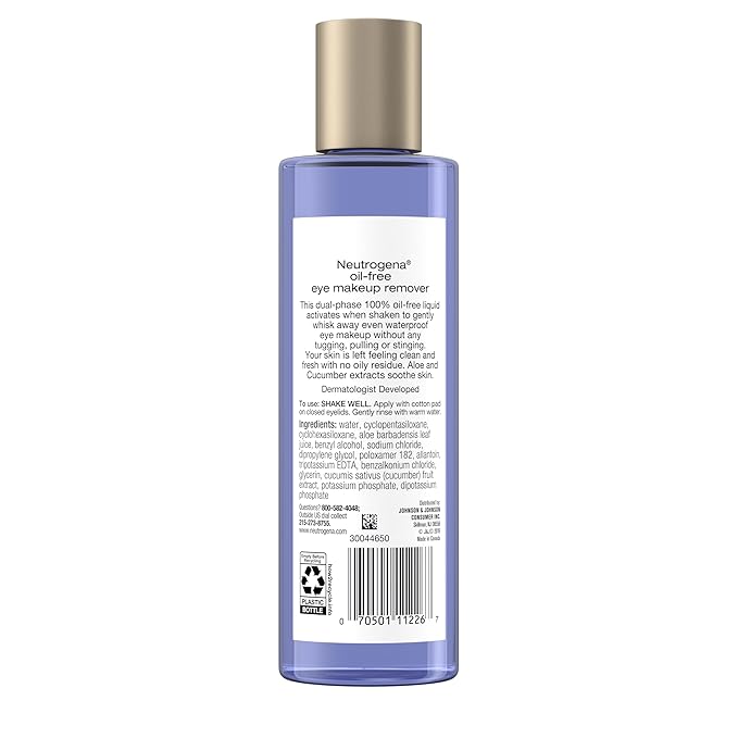 Neutrogena Gentle Oil-Free Eye Makeup Remover & Cleanser for Sensitive Eyes, Non-Greasy Makeup Remover, Waterproof Mascara Remover, Dermatologist & Ophthalmologist Tested, 8 fl. oz-GlimoraGlow