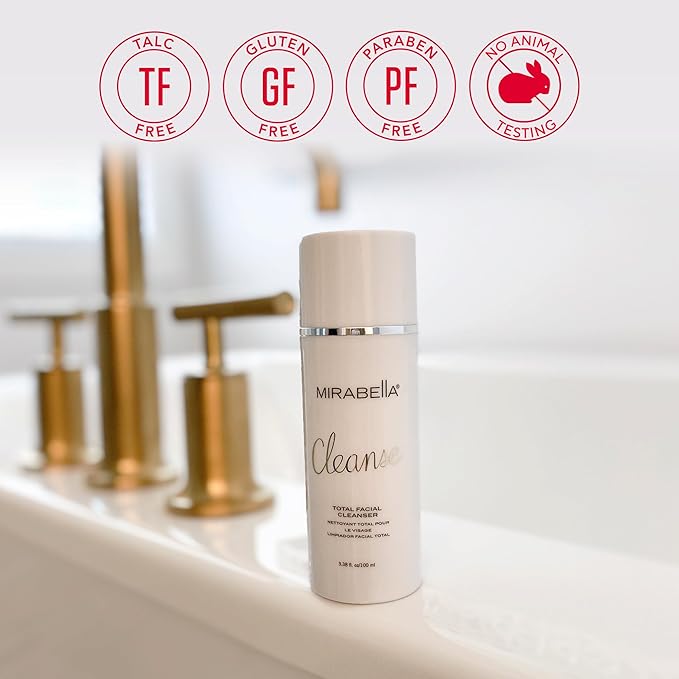 Mirabella Cleanse Total Facial Cleanser - Hydrating Gentle Cream Cleanser for All Skin Types - Face Cleanser & Makeup Remover - Face wash for Sensitive Skin & Oily Skin Formula-GlimoraGlow