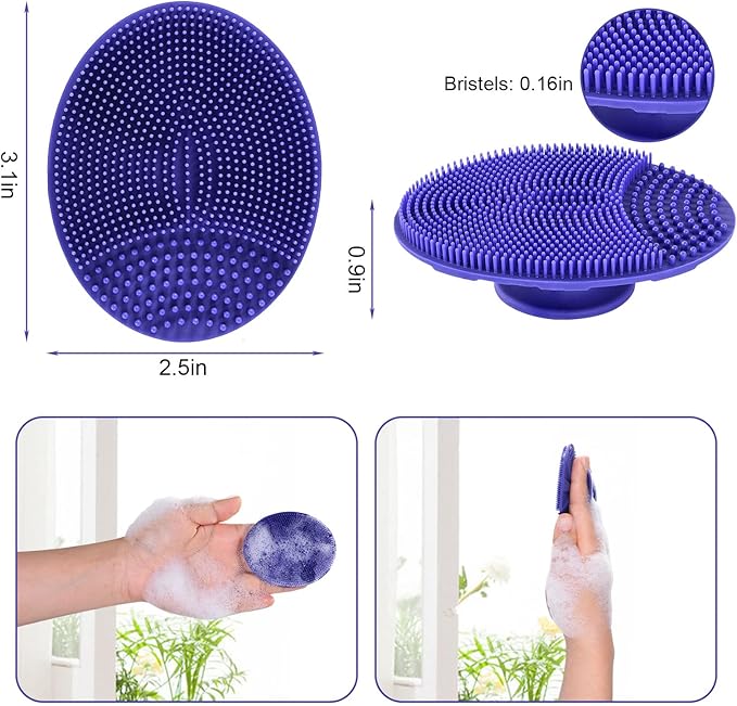 INNERNEED Silicone Face Cleansing Scrubber, Exfoliating Scrub Manual Handheld Facial Brush Blackhead Remover, Food-Grade Soft Bristle (Pack of 4)-GlimoraGlow