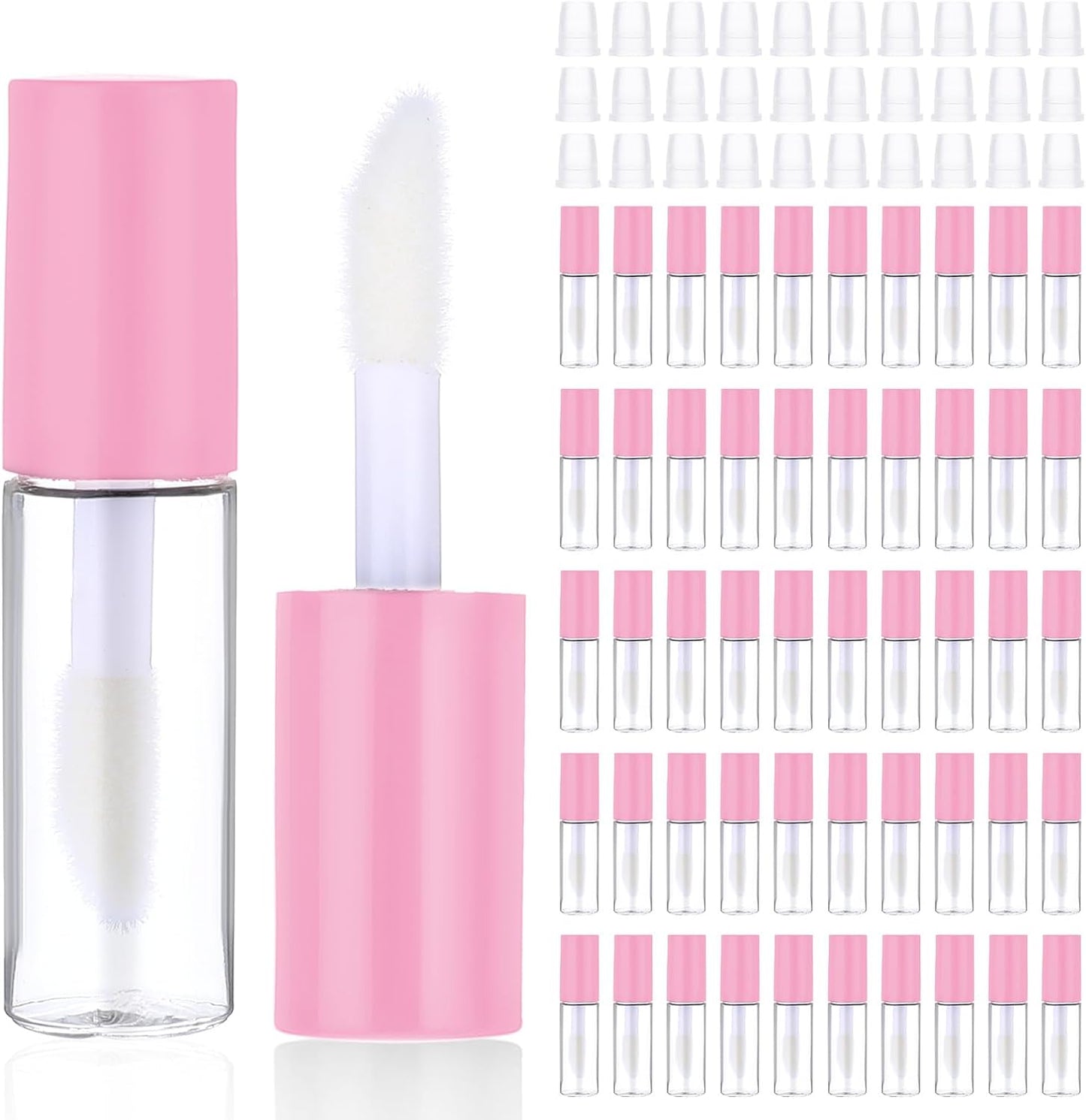 100 Pcs Mini Lip Gloss Tubes, Refillable Lip Balm Bottle Transparent Empty Containers Travel Personal Cosmetic Inserts Cosmetic Tools Mini Lipstick Containers for Women DIY Makeup (Pink)-GlimoraGlow