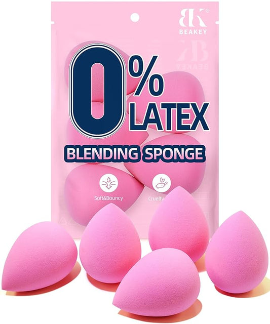 BEAKEY Latex-Free Blender Makeup Sponge for Blending, Pink Makeup Sponge Set, Soft Beauty Sponge, for Flawless Application of Liquid, Cream, and Powder Cosmetics-GlimoraGlow