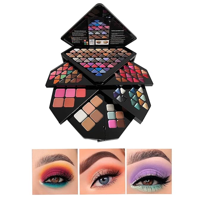 130 Color All In One Makeup Gift Set for Women Professional Makeup Kit Include 80 Eyeshadow, 20 Lipstick,15 Eyebrow Gel,5 Blusher,5 Contour & 5 Conclealer Makeup Palette Kit-GlimoraGlow