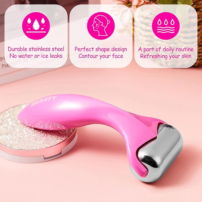 360° Rotating Ice Roller for Face-Stainless Steel Facial Massage Tool for Skin Tightening, Ice Face Roller -Wrinkle Reduction & Dark Circle Relief, Gift for Skincare Enthusiasts.-GlimoraGlow