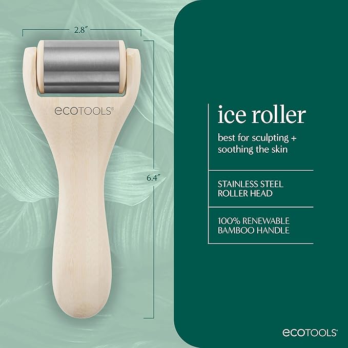 EcoTools Ice Roller, Lifts & Depuffs Skin, Stainless Steal Cooling Roller For Face & Neck, Provides Relaxation While Sculpting, Eco Friendly, Vegan, & Cruelty Free Skincare Tool, 1 Count-GlimoraGlow