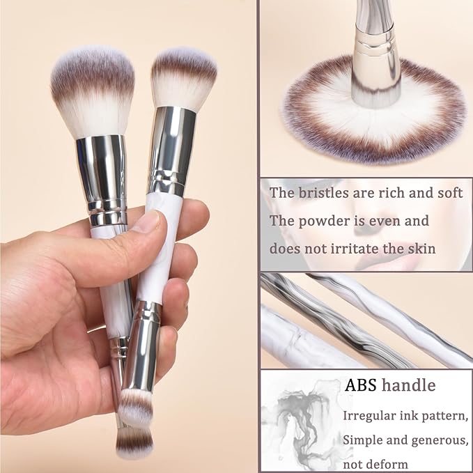 4 pcs makeup brushes, double head makeup brush set, loose powder powder blusher foundation make-up concealer eye shadow eyebrow brush, multi-purpose makeup tools-GlimoraGlow