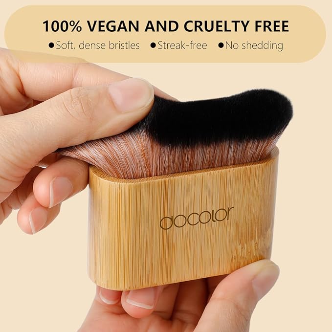 docolor Self Tanner Brush Large Body Makeup Brush, Soft Vegan Tanning Brush no stripes, for Foundation, Self-tanner, Bronzer, Self Tan Back Applicator Body + Face Self-Tan Blending Brush Gift Box-GlimoraGlow