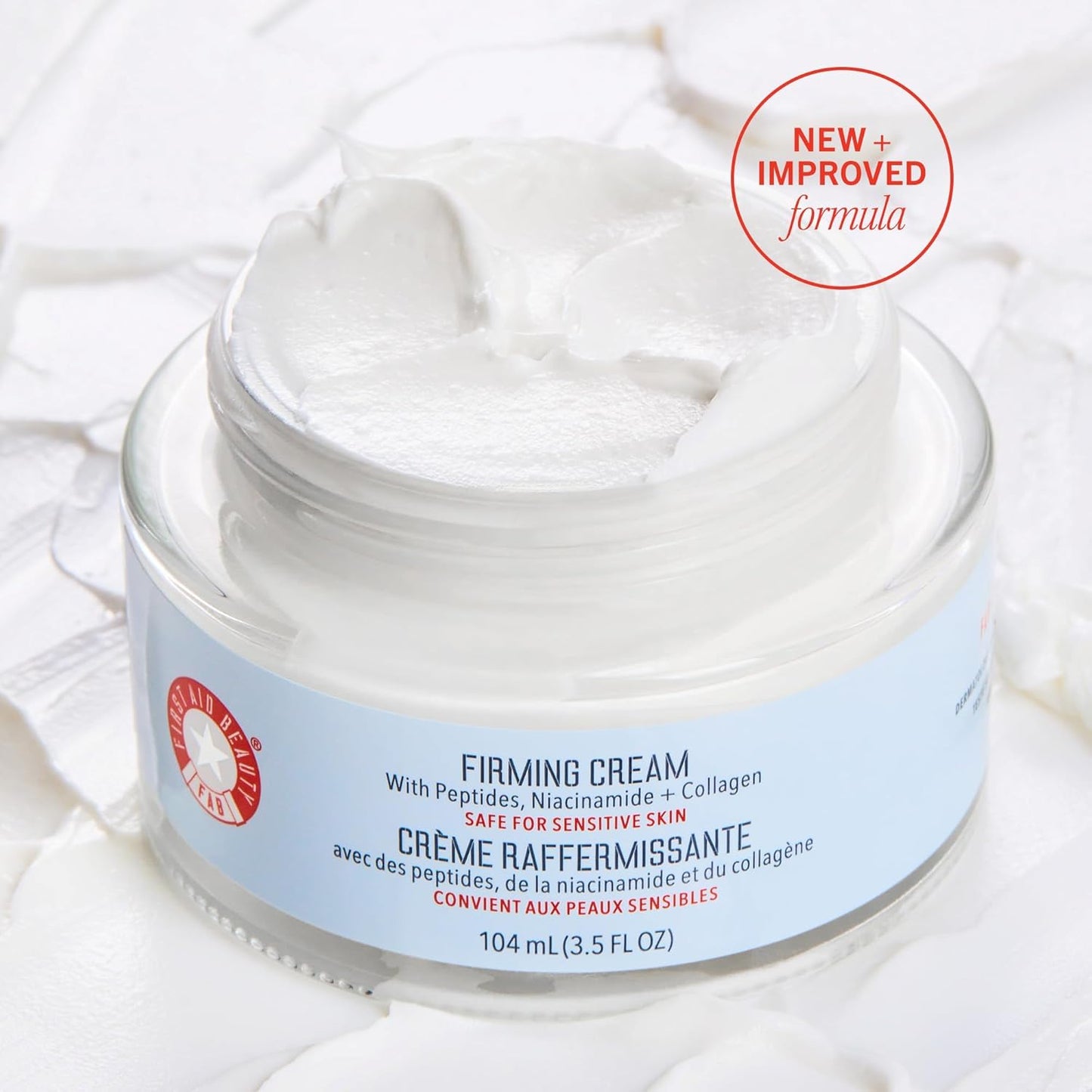 First Aid Beauty - Firming Collagen Cream with Peptides & Niacinamide, Ultra-Rich Plumping Moisturizer, Hydrates & Visibly Firms, Non-Comedogenic, Safe for Sensitive Skin, 3.5 oz-GlimoraGlow