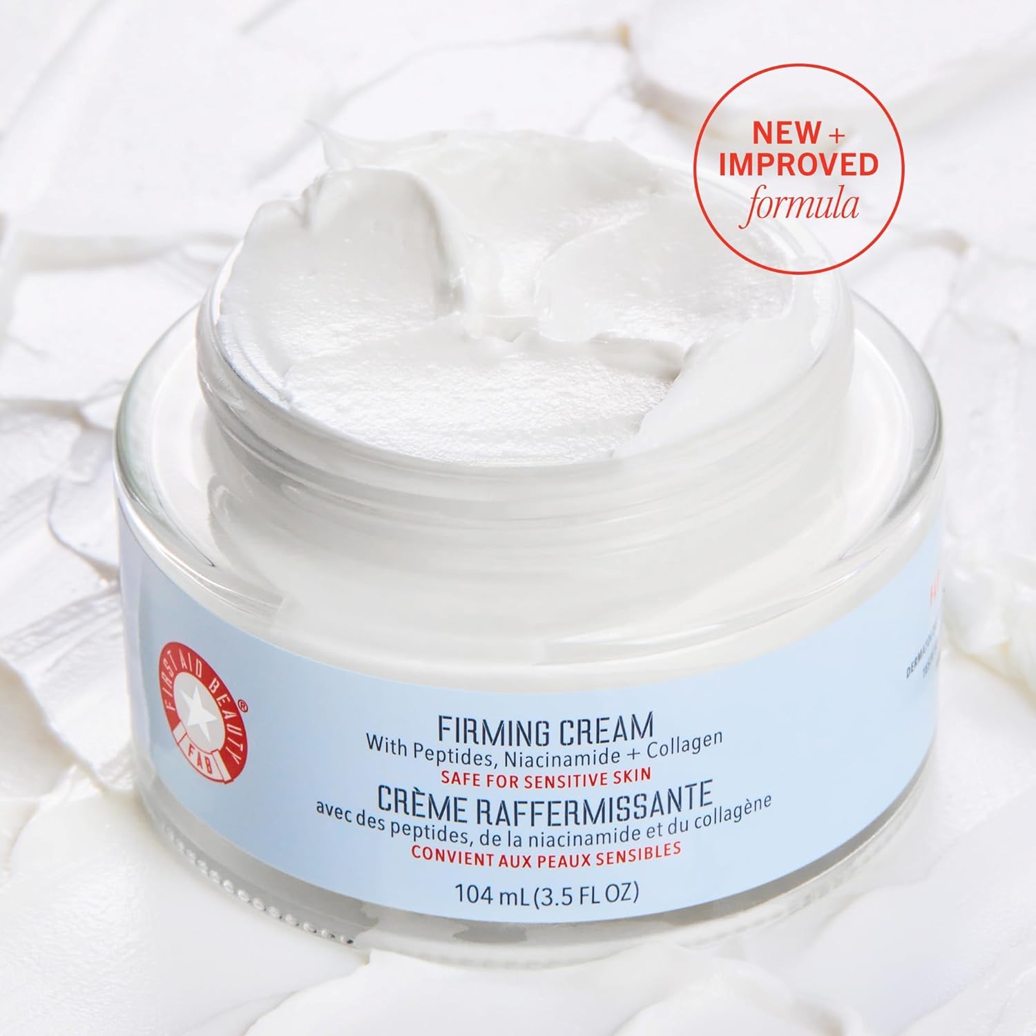 First Aid Beauty - Firming Collagen Cream with Peptides & Niacinamide, Ultra-Rich Plumping Moisturizer, Hydrates & Visibly Firms, Non-Comedogenic, Safe for Sensitive Skin, 3.5 oz-GlimoraGlow