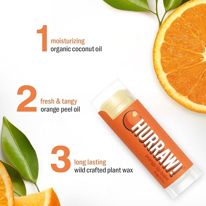 Hurraw! Orange Lip Balm: Organic, Certified Vegan, Cruelty and Gluten Free. Non-GMO, 100% Natural Ingredients. Bee, Shea, Soy and Palm Free. Made in USA-GlimoraGlow