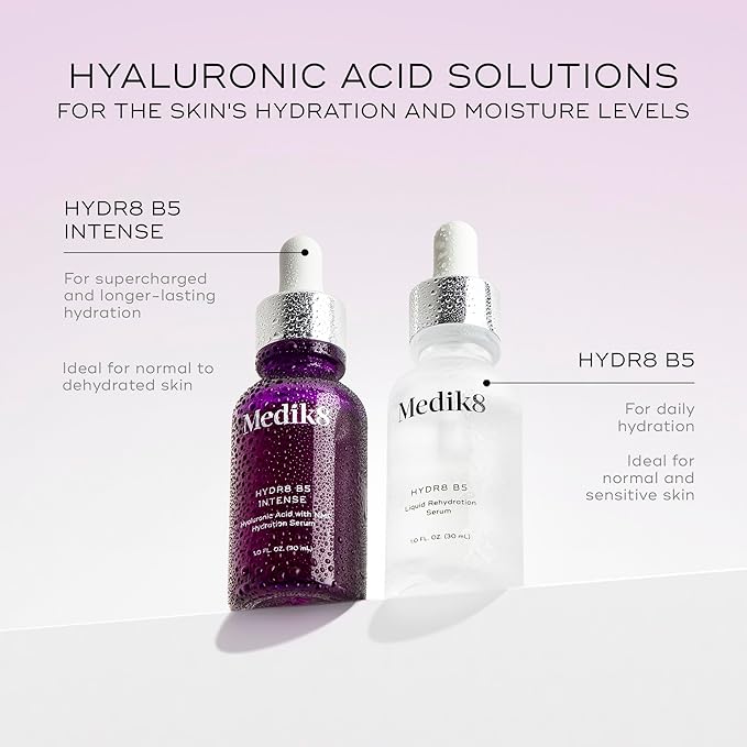 Medik8 Hydr8 B5 Intense - Hyaluronic Acid Serum - Moisturizing and Antioxidant Serum for Face - Smooths Fine Lines and Wrinkles - Vegan - 1.0 oz-GlimoraGlow