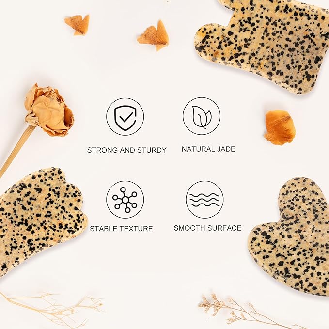 Gua Sha Facial Tools Set of 3 Guasha Massage Tool Jade Gua Sha Scraping Massager for Face,Neck, Eyes and Body,Jade Stone Guasha Board 3 Packs (Speckled Jade)-GlimoraGlow