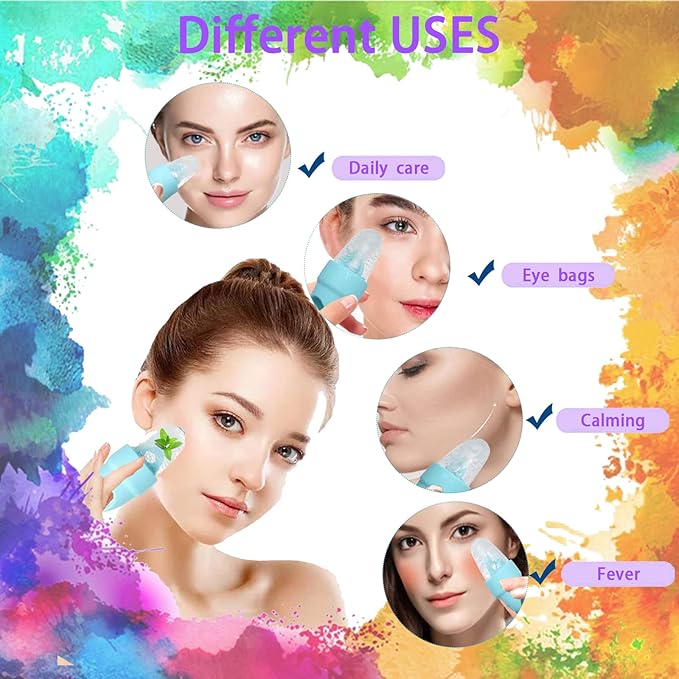 Ice Roller for Face and Eye, Ice face roller,Gua Sha Facial Tools, Facial ice roller, Skin Care Tools,Ice mold for face… (purple-eyes)-GlimoraGlow