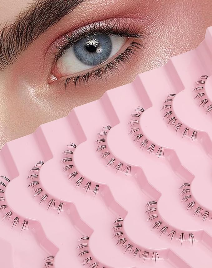 Bottom Lashes Natural Everyday Wispy Lashes Natural Look Flared Eyelashes False Lower Lashes Soft Fluffy Lashes False Eyelashes 7 Pairs B-1-GlimoraGlow