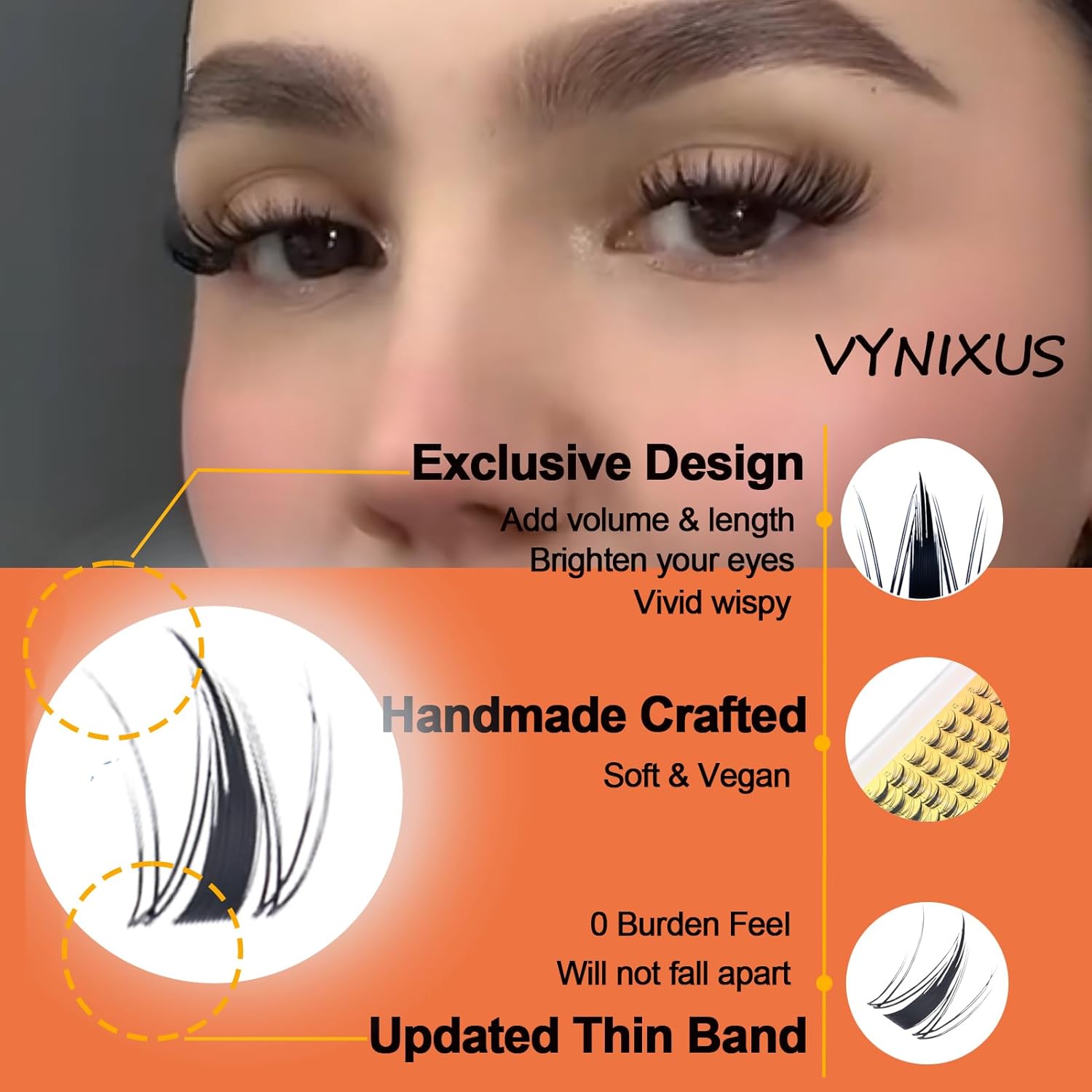 Lash Clusters Kit Eyelash Clusters DIY Lash Extension Kit with Lash Bond and Seal Waterproof Eyelash Tweezers Wet-Look Cluster Eyelash Extensions Kit (Set Fairy/Magic-0.07D-Mix8-14)-GlimoraGlow