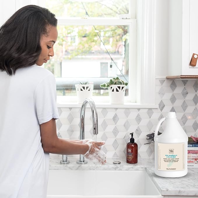 Soapbox Liquid Hand Soap & Body Wash, Sea Minerals & Blue Iris - Gentle, Moisturizing Hand & Body Cleanser, Vegan, Cruelty Free Hand Soap Refill for Bathroom, Kitchen, Professional Use - Gallon Size-GlimoraGlow