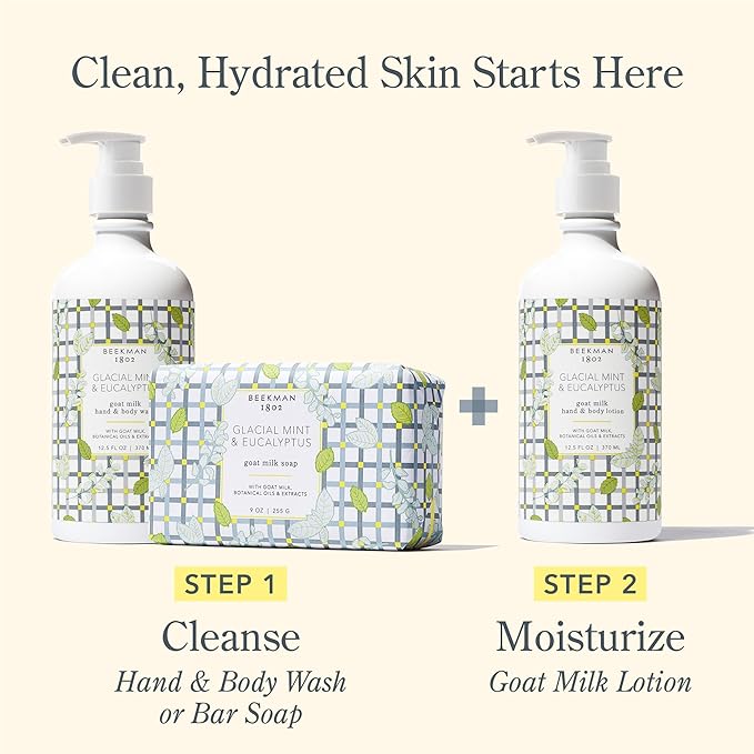 Beekman 1802 Glacial Mint & Eucalyptus Goat Milk Body Lotion - Scented - 12.5 oz - Hydrating & Deeply Moisturizing - With Shea Butter & Jojoba Seed Oil - Good for Sensitive Skin - Cruelty Free-GlimoraGlow