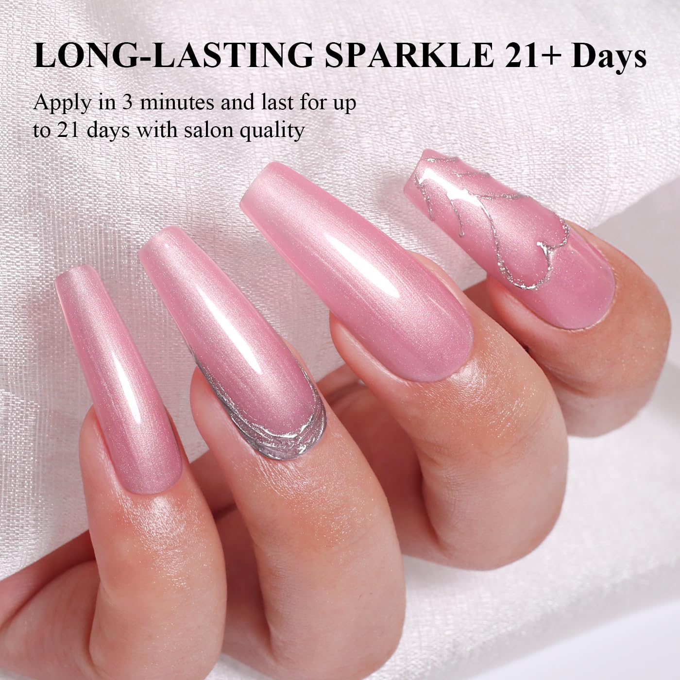 Imtiti Glitter Gel Nail Polish, Light Pink Pearl Glitter Nail Gel Polish Diamond Shimmer Sparkle Soak Off UV LED Spring Summer Manicure 10ML-GlimoraGlow