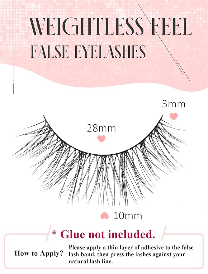 Natural Lashes Natural Eyelashes Short Eyelashes Natural Look False Eyelashes Wispy Eye Lashes Small Lashes Fake Lashes K28-GlimoraGlow