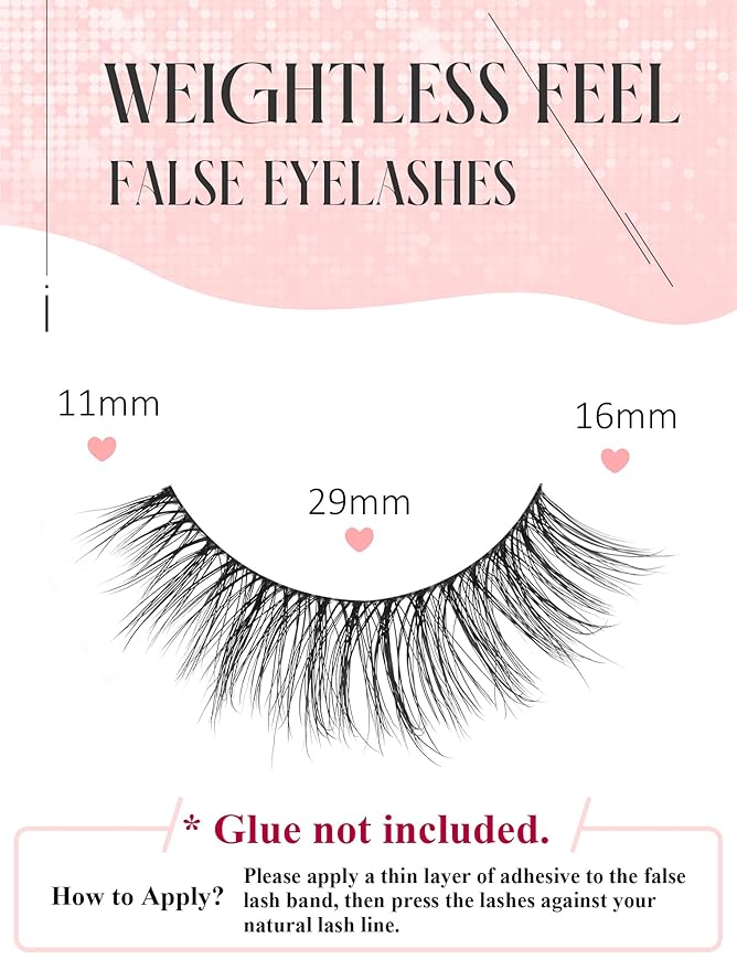 Natural Lashes Mink Natural Eyelashes False Eyelashes Natural Look False Lashes Wispy Eye Lashes Cat Eyelashes Fake Lashes KD02-GlimoraGlow