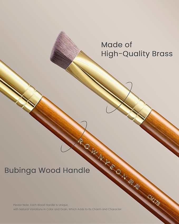 Desert Oak Series Triangular Contour Brush - Angled Synthetic Bristles for Cream/Liquid/Powder, Luxe Bubinga Handle & Brass Ferrule (CM 178)-GlimoraGlow