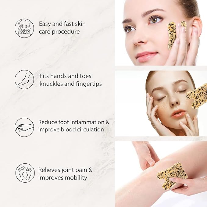 Gua Sha Facial Tools Set of 3 Guasha Massage Tool Jade Gua Sha Scraping Massager for Face,Neck, Eyes and Body,Jade Stone Guasha Board 3 Packs (Speckled Jade)-GlimoraGlow