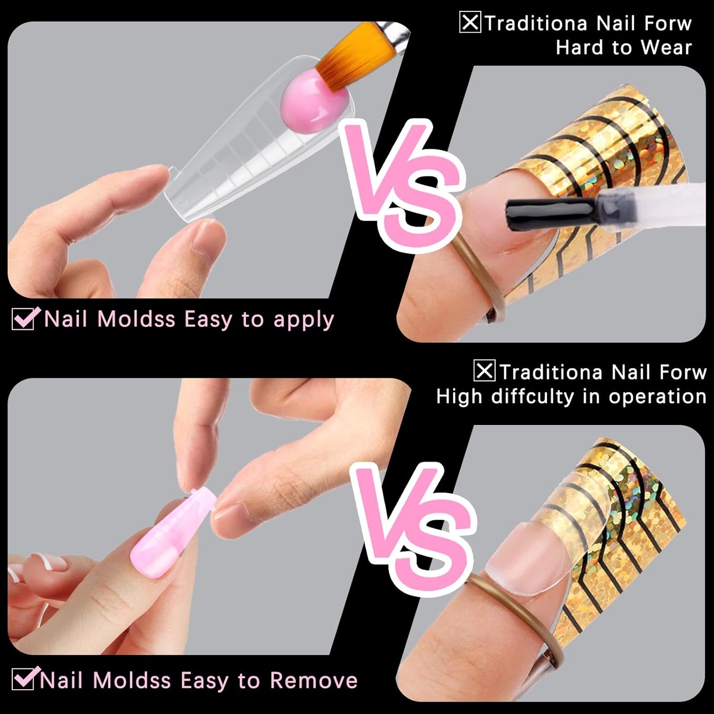 120 Pcs Poly Extension Gel Dual Nail Forms and Molds - Ballet Coffin Nail Forms Set for Gel Manicure DIY at Home-GlimoraGlow