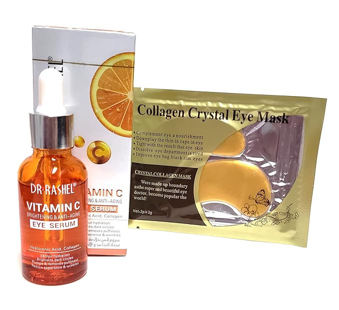 Vitamin C Eye Anti - Aging Serum Essence | Hyaluronic Acid and Collagen, Reduce Wrinkles, Remove Dark circles & Puffiness, Size (1.01 oz)-GlimoraGlow