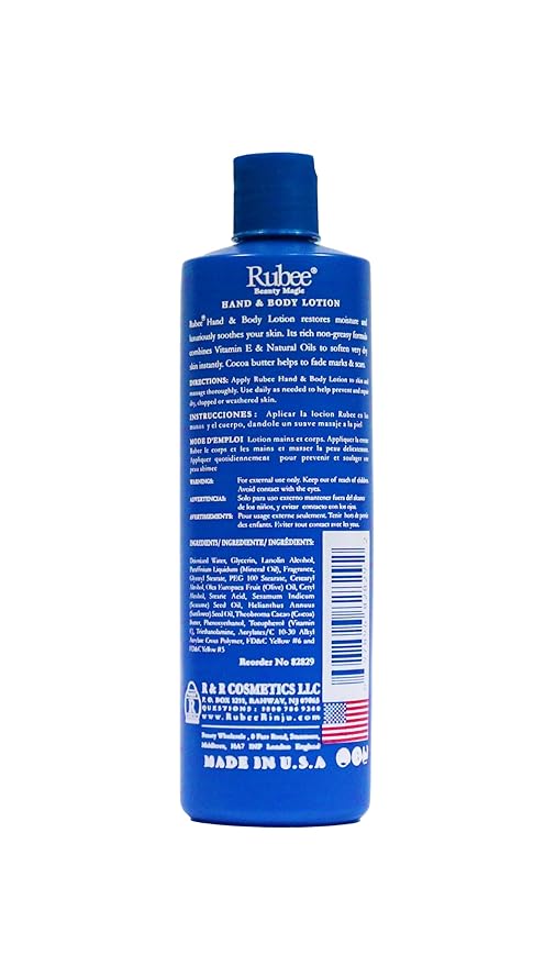 RUBEE Body & Hand Lotion - Pack of 6 Non-Greasy Lotion for Women & Men - 16oz for Extremely Dry Skin - Vitamin E Moisturizer-GlimoraGlow