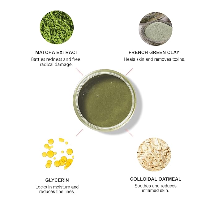 100% PURE Matcha Oat Face Scrub Facial for Glowy Radiant Skin Exfoliator & Pore Minimizer Natural Skincare for Women & Men, Vegan - 3 oz-GlimoraGlow