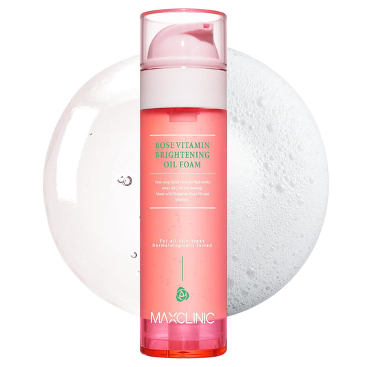 [K-Beauty] Rose Vitamin Oil to Foam - All-in-One Korean Face Wash OilBased Foaming Facial Cleanser - Pore Minimizing & Blackhead Remover - Makeup Deep Cleansing Oil for All Skin Types (3.88 fl oz)-GlimoraGlow