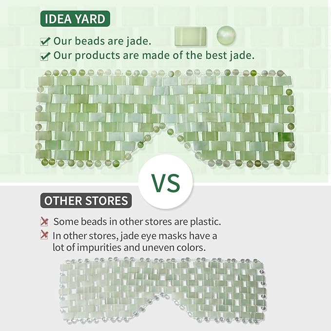 Jade Eye Mask 100% Natural Real Jade Stone Reusable Eye Mask for Hot & Cold Anti Aging，Headache and Migraine Relief Jade Mask for Women Men-GlimoraGlow