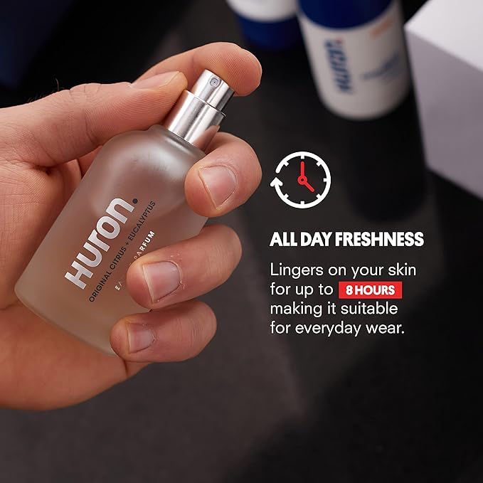 Huron Men’s Cologne - Eau de Parfum for Everyday Wear - Crisp & Invigorating Scent of Citrus, Eucalyptus, Mint & Aromatic Greens - Long Lasting - Safe, Clean Ingredients - 1.7 Fl. Oz.-GlimoraGlow