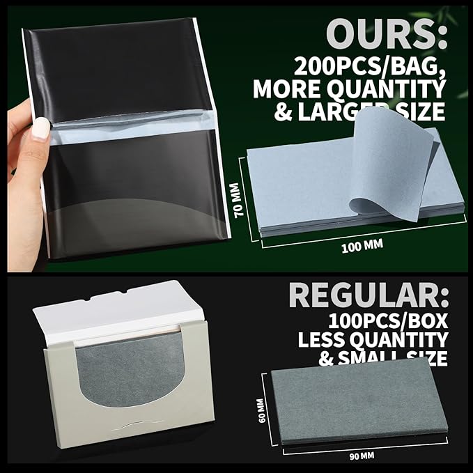 1200PCS Blotting Paper for Oily Skin, Natural Bamboo Charcoal Blotting Paper, 100 * 70MM Large Oil Blotting Sheets for Face, Makeup-GlimoraGlow